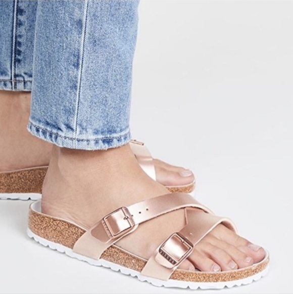 Birkenstock Shoes - Birkenstock Size 37 (US 6) Narrow Yao Hex Criss Cross Sandal In Copper